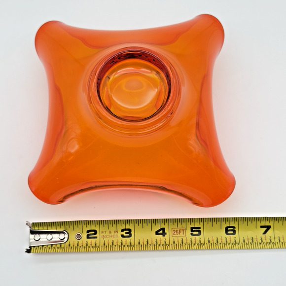 Vintage Viking Persimmon Orange Bon Bon Bowl Handkerchief Trinket Candy Dish MCM - Picture 5 of 6